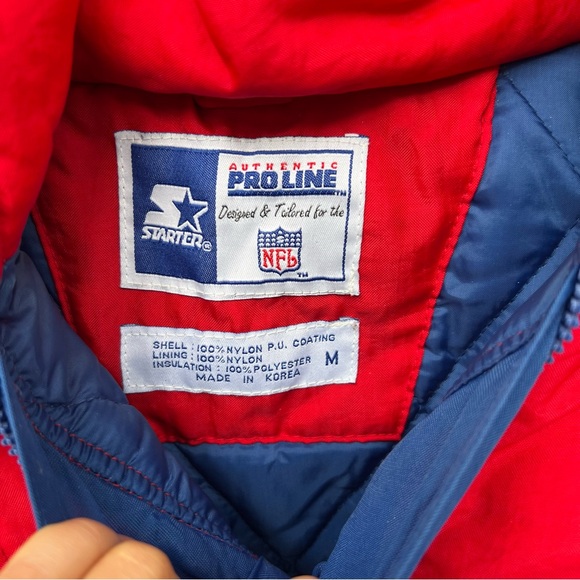 NFL Pro Line Starter Red White and Blue New York Giants Vintage 1/4 Zip Jacket - Picture 4 of 5